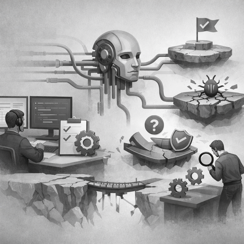 Abstract representation of the testing of SDUIs and AI agents